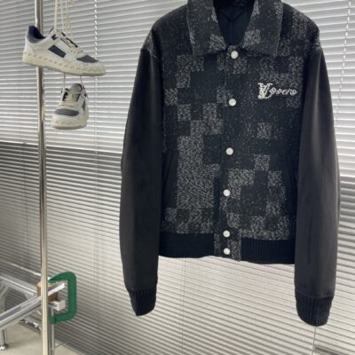 LV復刻版棋盤格迷彩提花棒球服夾克潮流百搭男女同款高仿