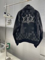 LV復刻版棋盤格迷彩提花棒球服夾克潮流百搭男女同款高仿