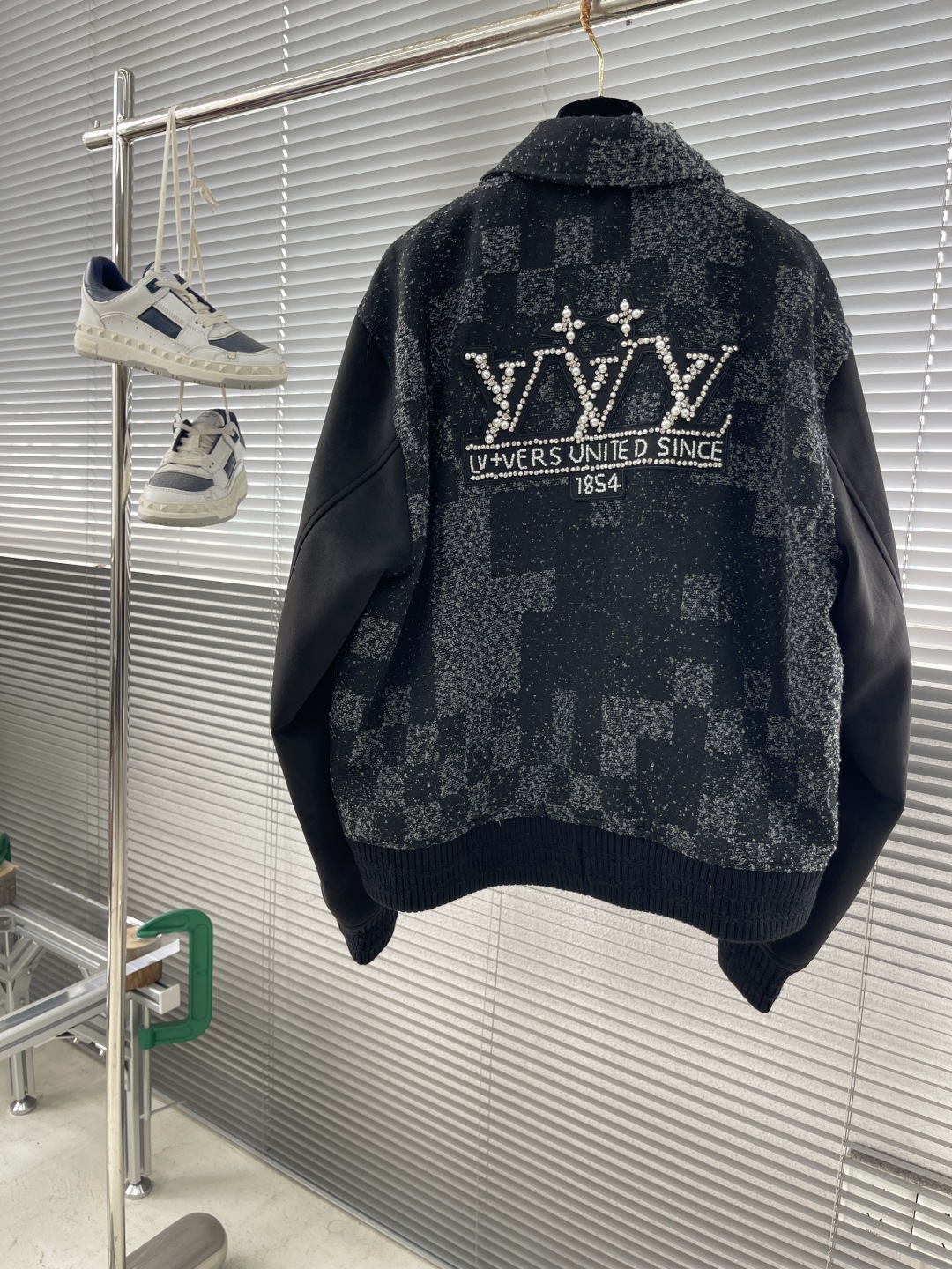 LV復刻版棋盤格迷彩提花棒球服夾克潮流百搭男女同款高仿