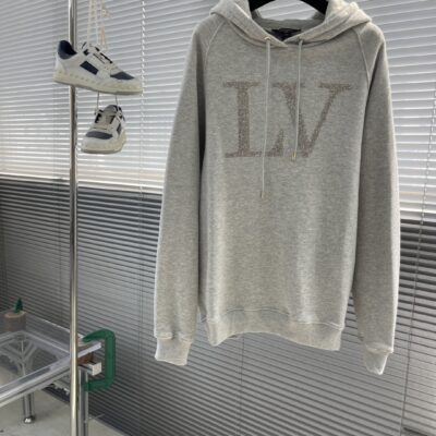 LV1:1莱茵石烫钻圆领帽衫卫衣潮流百搭舒适休闲精品復刻