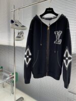 LV復刻版秋冬新款拉鏈連帽棉質衫輕盈廓形潮流男女同款高仿