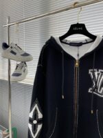 LV復刻版秋冬新款拉鏈連帽棉質衫輕盈廓形潮流男女同款高仿