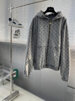 LV復刻版25SS牛仔連帽外套滿印Monogram提花潮流百搭高仿男女同款