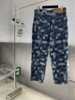 LV復刻版25SS滑板牛仔褲Damier格紋拼縫潮流百搭高仿男女同款