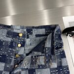 LV復刻版25SS滑板牛仔褲Damier格紋拼縫潮流百搭高仿男女同款