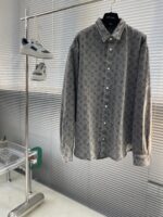 LV復刻版牛仔襯衫外套滿印Monogram提花潮流百搭高仿男女同款