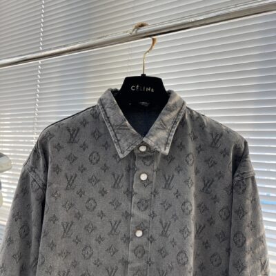 LV復刻版牛仔襯衫外套滿印Monogram提花潮流百搭高仿男女同款