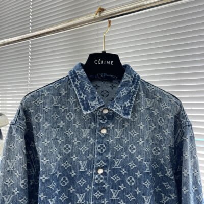 LV高仿牛仔襯衫外套滿印Monogram提花潮流百搭男女同款