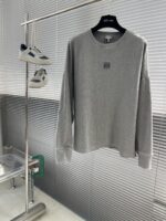 LOEWE Anagram刺繡長袖T恤 2025秋冬新品 簡約白色上衣