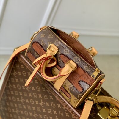 LV高仿Keepall Bandoulière 25手袋Monogram Damier拼布創意圖案百搭