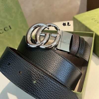 Gucci高仿男士皮帶40mm雙G扣旋轉設計精品質感義大利風格