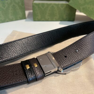 Gucci高仿男士皮帶40mm雙G扣旋轉設計精品質感義大利風格