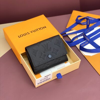 LV復刻版Victor錢包Monogram Shadow牛皮新壓花深藍按扣翻蓋小巧