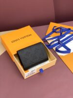 LV復刻版Victor錢包Monogram Shadow牛皮新壓花深藍按扣翻蓋小巧