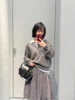 Miu Miu 一比一羊毛撞色翻領假兩件Polo毛衣 男女同款 2025秋冬時尚百搭