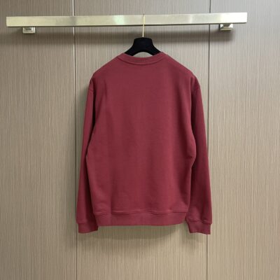 Gucci高仿酒紅色撞色刺繡圓領衛衣480克純棉2025SS男女款