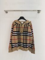 BURBERRY高仿雙面可穿拉鍊帽衫開衫格紋騎士字母LOGO時尚