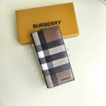Burberry高仿雙折錢夾格紋牛皮立體徽標英倫紳士