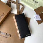 Burberry高仿House格紋拼皮長款錢夾手掌紋牛皮新品