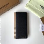 Burberry高仿House格紋拼皮長款錢夾手掌紋牛皮新品