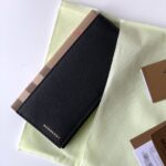 Burberry高仿House格紋拼皮長款錢夾手掌紋牛皮新品