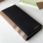 Burberry高仿House格紋拼皮長款錢夾手掌紋牛皮新品
