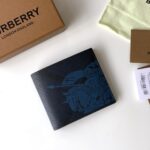Burberry高仿London格紋馬術騎士短款錢夾粒面小牛皮新品