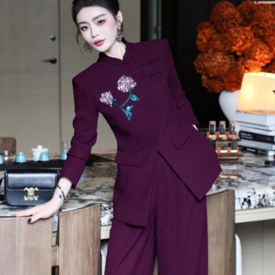 Dior高仿重工珠片繡國風套裝上衣褲裝剛柔並濟中式摩登氣場