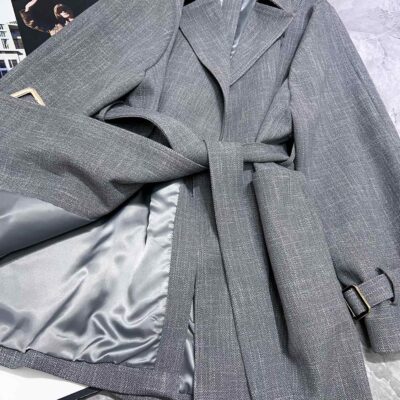 Dior精品羊毛混紡大衣外套英倫風收腰設計灰色百搭高級感