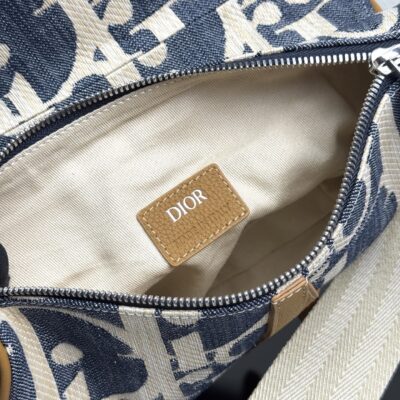 DIOR一比一馬鞍包Oblique印花牛仔藍色刺繡經典磁性翻蓋款