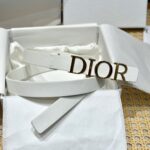 Dior高仿D-Dream雙面白色女士腰帶2cm時尚優雅金屬扣