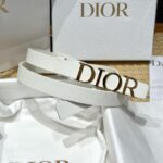 Dior高仿D-Dream雙面白色女士腰帶2cm時尚優雅金屬扣