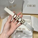 Dior高仿D-Dream雙面白色女士腰帶2cm時尚優雅金屬扣