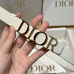Dior高仿D-Dream雙面白色女士腰帶2cm時尚優雅金屬扣