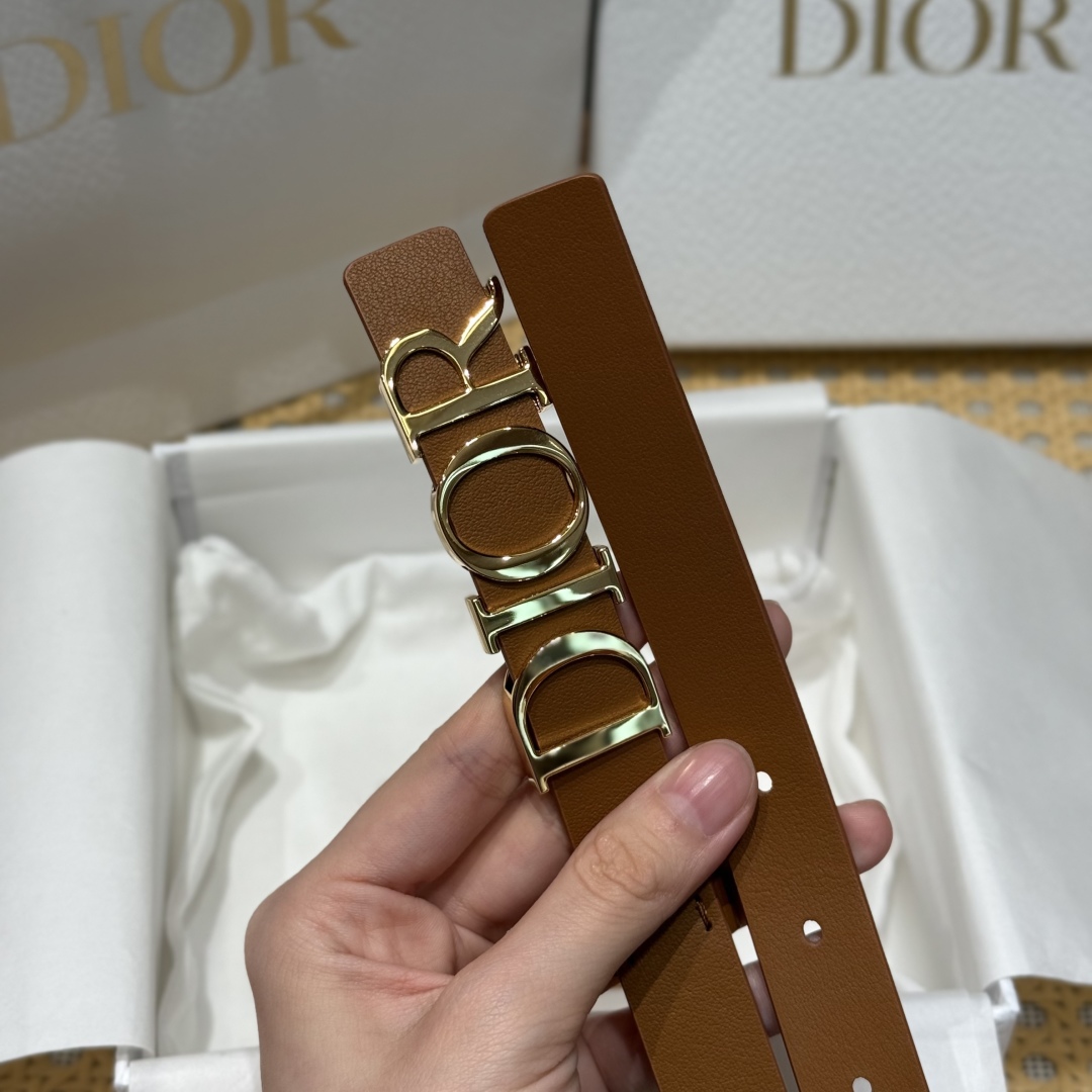 Dior頂級D-Dream雙面女士腰帶2cm時尚優雅金屬扣