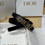 Dior高仿D-Dream雙面黑色腰帶2cm女款優雅百搭金屬扣