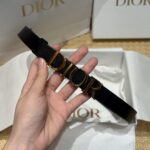 Dior高仿D-Dream雙面黑色腰帶2cm女款優雅百搭金屬扣