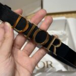 Dior高仿D-Dream雙面黑色腰帶2cm女款優雅百搭金屬扣