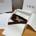 Dior 迪奧 高仿 Metamorphose 蝴蝶扣女士腰帶20mm麂皮拼牛皮雙面設計