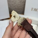 Dior 迪奧 高仿 Metamorphose 蝴蝶扣女士腰帶20mm麂皮拼牛皮雙面設計