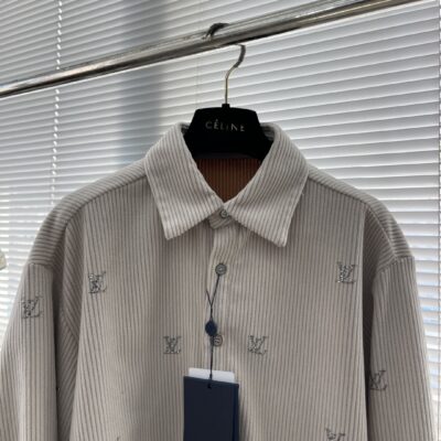 LV復刻版杏色燈芯絨烫钻襯衫25FW新款精品面料男士潮流