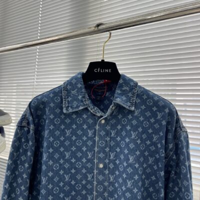 LV高仿滿印牛仔外套25FW激光燒花漸變撞色工藝男士潮流
