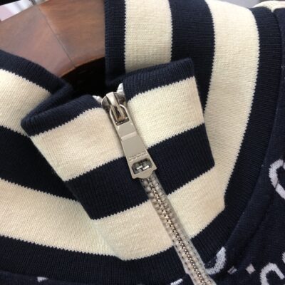 Gucci一比一織帶滿印拼接LOGO情侶外套新款藍色潮流百搭款