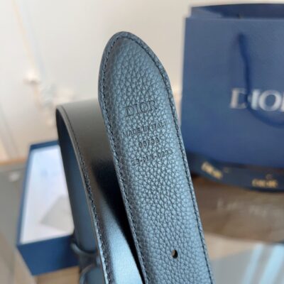 Dior高仿加强版黑色轧花全皮腰帶3.5cm法國原厂品質
