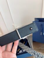 DIOR 迪奧 A貨女款腰帶｜3.5cm Oblique 黑布拼黑色牛皮 精品仿製