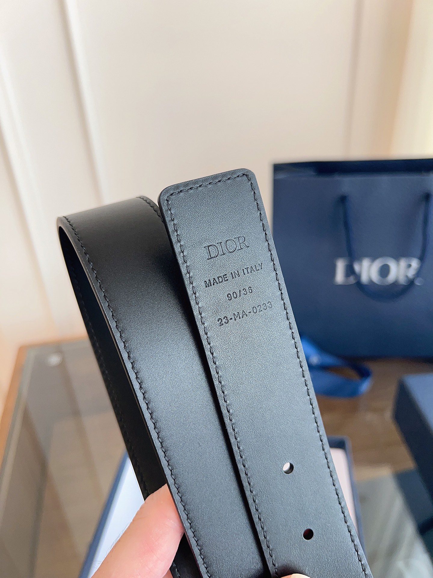 DIOR 迪奧 頂級女款腰帶3.5cm 黑色壓花全皮 精品仿製