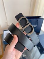 DIOR 迪奧 頂級女款腰帶3.5cm 黑色壓花全皮 精品仿製