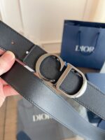 DIOR 迪奧 頂級女款腰帶3.5cm 黑色壓花全皮 精品仿製
