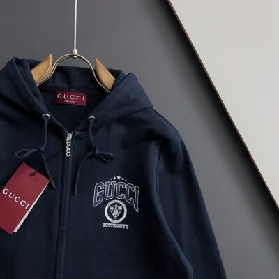 Gucci高仿連帽衛衣拉鍊款秋冬寬鬆休閒撞色刺繡時尚百搭精品