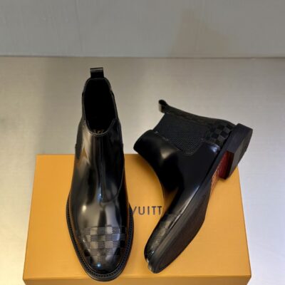LV 高仿 GLOVE 經典男士樂福鞋 方頭設計 頂級開邊珠皮革質感男靴